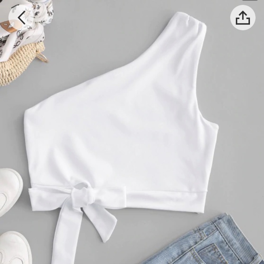 One Shoulder White Crop Top